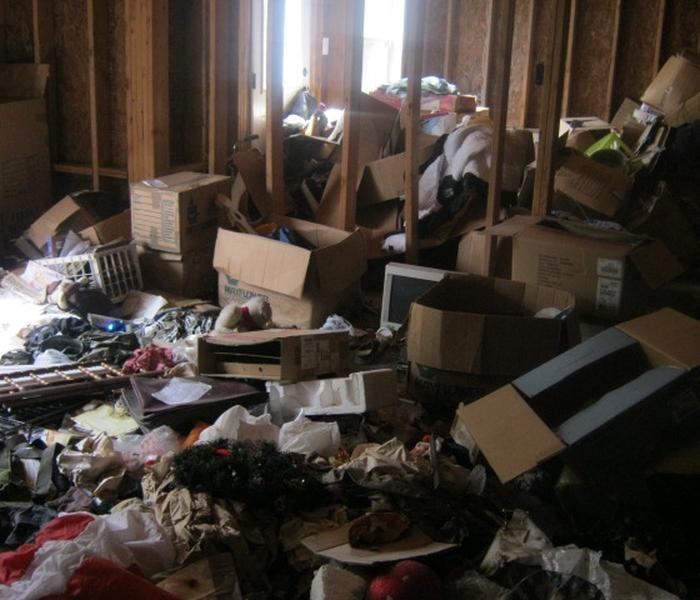 Flooded basement with saturated belongings