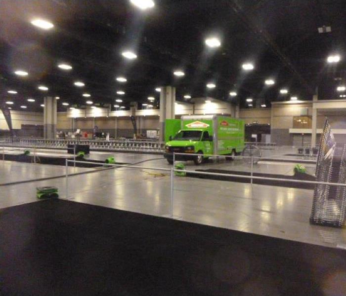 SERVPRO of South Charlotte truck inside Charlotte Convention Center